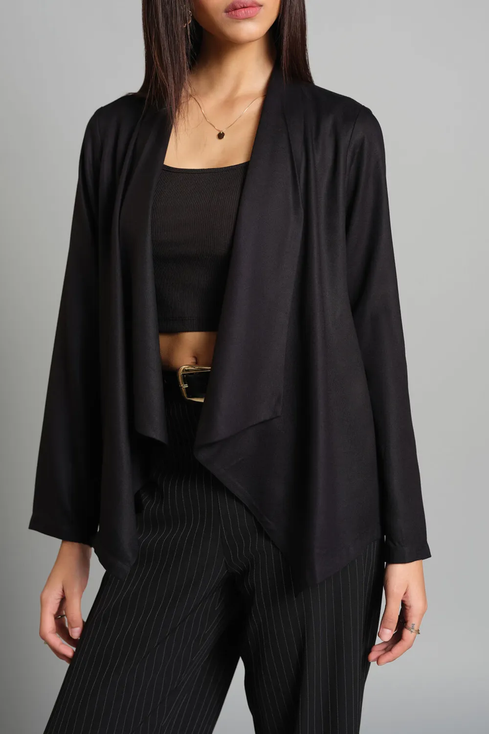 Black Casual Style Outerwear