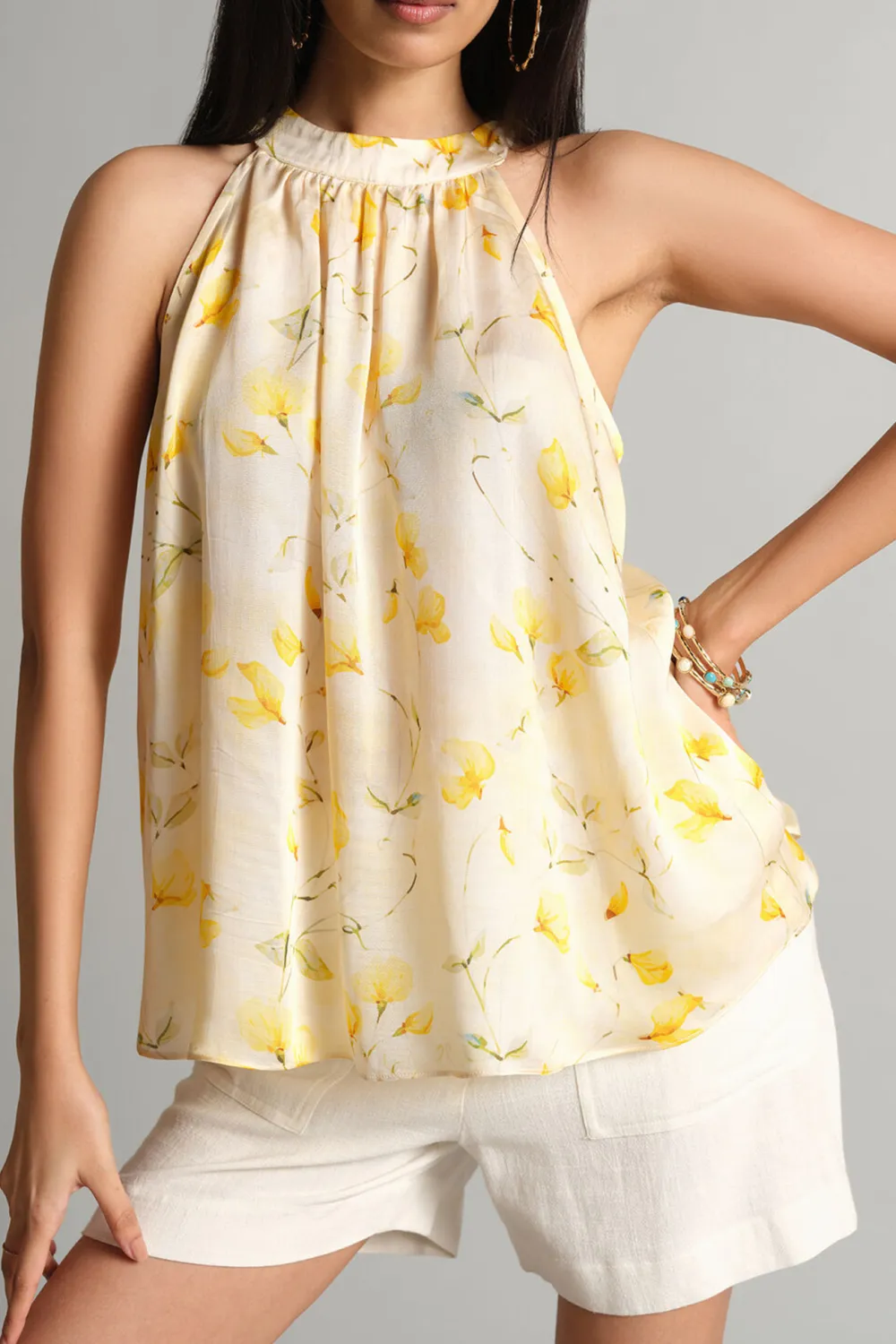 Halter Neck Yellow Bloom Top